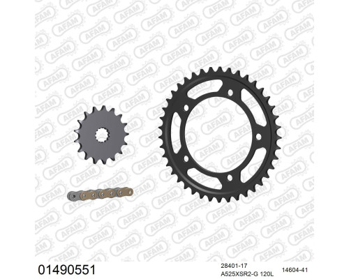 AFAM 2026/04 ZESTAW (KOMPLET) NAPĘDOWY SUZUKI DL 1050 V-STROM 2020-2022 (28401-17, 14604-41, A525XSR2-G 120L) KOLOR ZŁOTY