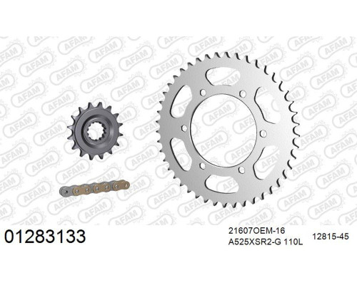 AFAM 2026/04 ZESTAW (KOMPLET) NAPĘDOWY YAMAHA MT-09 2013-2020 (21607NR-16, 12815-45, A525XSR2-G 110L) KOLOR ZŁOTY