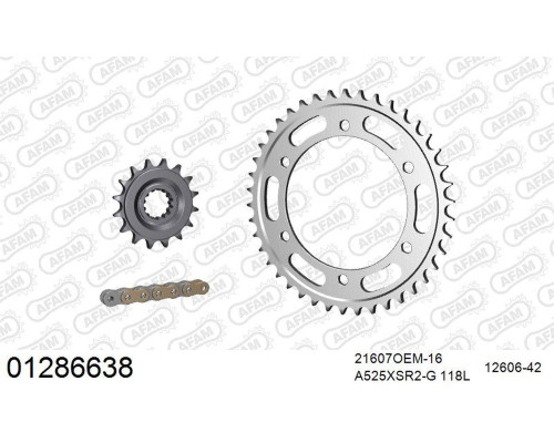 AFAM 2026/04 ZESTAW (KOMPLET) NAPĘDOWY YAMAHA TDM 900 2002-2014 (21607NR-16, 12606-42, A525XSR2-G 118L) KOLOR ZŁOTY