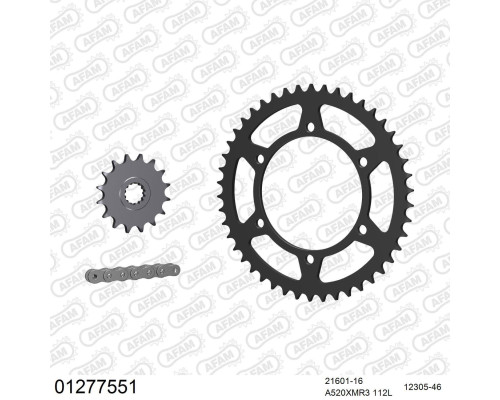 AFAM 2026/04 ZESTAW (KOMPLET) NAPĘDOWY YAMAHA XTZ 750 SUPER TENERE 1989-2000 (21601-16, 12305-46, A520XMR3 112L)