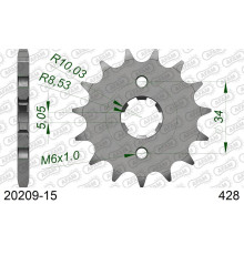 AFAM 2026/04 ZĘBATKA PRZEDNIA 2037 15 HONDA CBR 125 '04-'17, XLR 125 '98-'01, CB 125F '15-'16 (JTF1264.15) (ŁAŃC. 428)