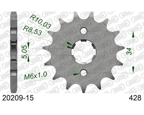 AFAM 2026/04 ZĘBATKA PRZEDNIA 2037 15 HONDA CBR 125 '04-'17, XLR 125 '98-'01, CB 125F '15-'16 (JTF1264.15) (ŁAŃC. 428)