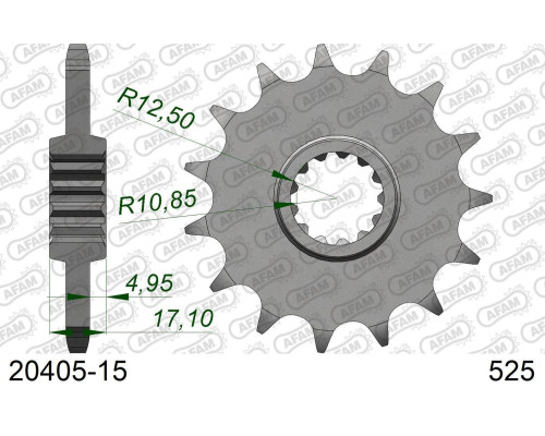 AFAM 2026/04 ZĘBATKA PRZEDNIA 2041 15 Z GUMĄ HONDA CB 500 '94-'03, CBF 500 '04-'08 (JTF297.15RB) (ŁAŃC. 525)