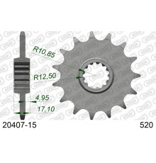 AFAM 2026/04 ZĘBATKA PRZEDNIA 2042 15 Z GUMĄ HONDA CB 500F/X '13-'15, CBR 500R '13-'16 (JTF1381.15RB) (ŁAŃC. 520)