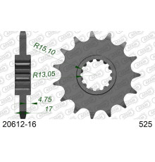 AFAM 2026/04 ZĘBATKA PRZEDNIA 2068 16 HONDA CBR 600F '99-'14, CBR 600RR '03-'16, CBF 600 (JTF1370.16) (ŁAŃC. 525)