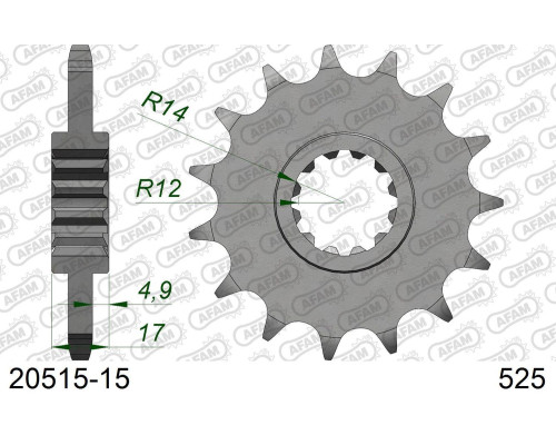 AFAM 2026/04 ZĘBATKA PRZEDNIA 2073 15 Z GUMĄ HONDA CB 600 HORNET '97-'06, CBR 600F '97-'98, CBF 600 '04-'07 (JTF1371.15RB) (ŁAŃC. 525)