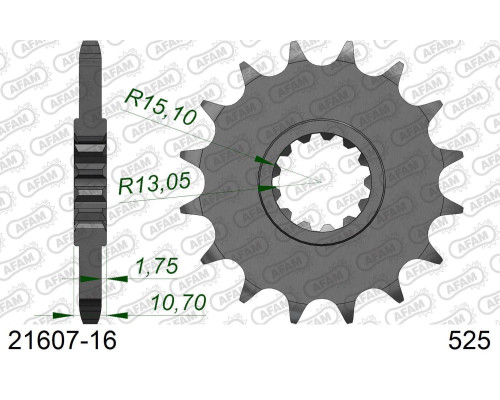 AFAM 2026/04 ZĘBATKA PRZEDNIA 2091 16 YAMAHA FZ8 '10-'17, MT 09 '14-'20, MT 07 '14-'24 TDM 900 '02-'13 (JTF1591.16) (ŁAŃC. 525)