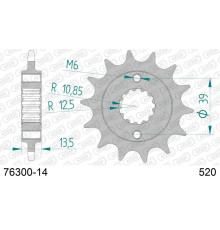 AFAM 2026/04 ZĘBATKA PRZEDNIA 2128 14 KYMCO 250 MXU/KXR/KXU '02-15' 300 MAXXER '05-16' (JTF1042.14) (ŁAŃC. 520)