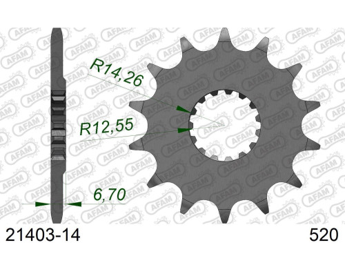 AFAM 2026/04 ZĘBATKA PRZEDNIA 2168 14 YAMAHA YFZ 450/YFM 700 RAPTOR '06-'19 (JTF1592.14) (ŁAŃC. 520)