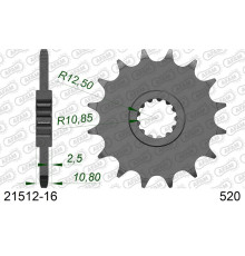 AFAM 2026/04 ZĘBATKA PRZEDNIA 2172 16 Z GUMĄ YAMAHA FZ6 '09-'17, XJ6 '09-'15 (JTF1595.16RB) (ŁAŃC. 520)