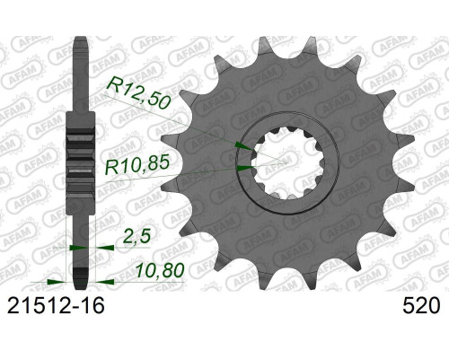 AFAM 2026/04 ZĘBATKA PRZEDNIA 2172 16 Z GUMĄ YAMAHA FZ6 '09-'17, XJ6 '09-'15 (JTF1595.16RB) (ŁAŃC. 520)