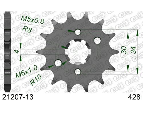 AFAM 2026/04 ZĘBATKA PRZEDNIA 2177 13 YAMAHA YBR 125 '05-'15 XT125R/X '08-'11,TTR125 '00-'15 (JTF548.13) (ŁAŃC. 428)
