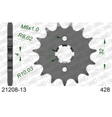 AFAM 2026/04 ZĘBATKA PRZEDNIA 2182 13 YAMAHA WR 125R/X '09-'15, YZF125R '09-'20, MT125 '15-'20 (JTF1550.13) (ŁAŃC. 428)