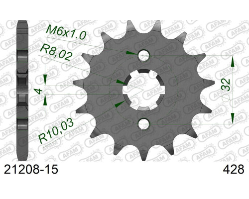 AFAM 2026/04 ZĘBATKA PRZEDNIA 2182 15 YAMAHA WR 125R/X '09-'15, YZF125R '09-'19, MT125 '15-'17 (JTF1550.15) (ŁAŃC. 428)