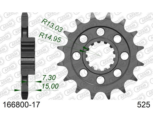 AFAM 2026/04 ZĘBATKA PRZEDNIA 2198 17 BMW S1000RR '09-'19 Z GUMĄ (JTF404.17RB) (ŁAŃC. 525)