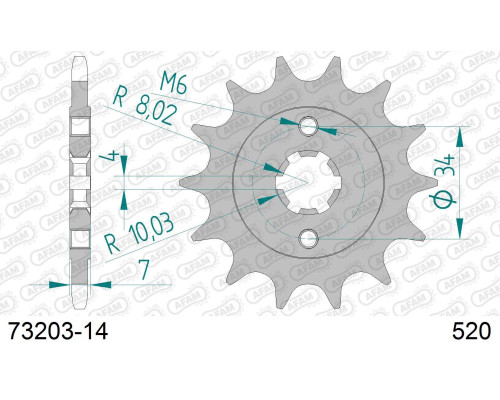 AFAM 2026/04 ZĘBATKA PRZEDNIA 2247 14 KTM 125 DUKE '11-'24, KTM 200 DUKE '12-'24 (JTF1903.14) (ŁAŃC. 520)