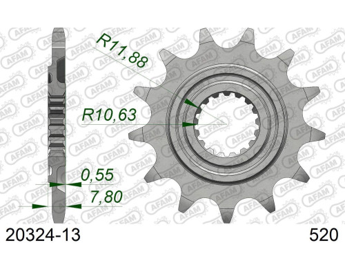 AFAM 2026/04 ZĘBATKA PRZEDNIA 2320 13 HONDA CRF 250R '18-'23 (JTF1344.13) (ŁAŃC. 520)