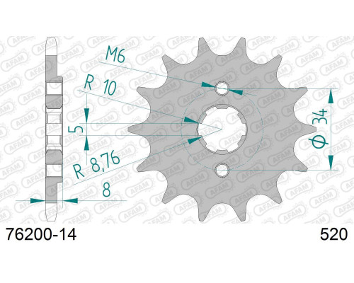 AFAM 2026/04 ZĘBATKA PRZEDNIA 279 14 HONDA CRF 230F 03-19, XL 125 V '01-'13, VT 125C '99-'07, NSR125 '93-'02 (JTF327.14) (ŁAŃC. 520)