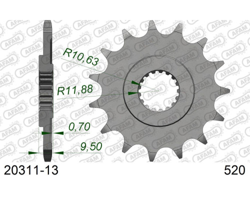 AFAM 2026/04 ZĘBATKA PRZEDNIA 342 13 HONDA CR 250 '88-'07, CRF 450 '02-'25, CRF 250R '22-'25, TRX 450/700 (JTF284.13) (ŁAŃC. 520)