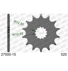 AFAM 2026/04 ZĘBATKA PRZEDNIA 565 15 Z GUMĄ KAWASAKI ER6F/N '06-'14 , KLE 650 '06-'20, EX650, SUZUKI SV 650 16-19 (JTF565.15RB) (ŁAŃC. 520)