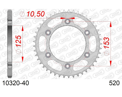 AFAM 2026/04 ZĘBATKA TYLNA 288 40 HONDA CRF 250L '13-'18, CRF 250 RALLY '16-'18, CRM 250 '91-'95 (JTR301.40) (ŁAŃC. 520)