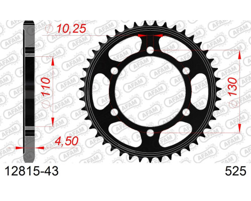 AFAM 2026/04 ZĘBATKA TYLNA 4385 43 SUZUKI GSXR 600 '11-'19, YAMAHA MT-07 '14-'22, XSR700 '16-'22 (JTR1876.43) (ŁAŃC. 525)