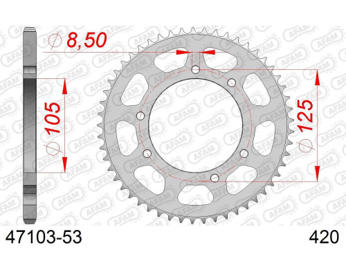 AFAM 2026/04 ZĘBATKA TYLNA 4402 53 DERBI SENDA 50R/SM, APRILIA RX 50, MBK 50 (JTR1131.53) (ŁAŃC. 420)