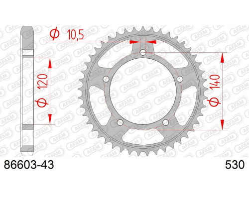 AFAM 2026/04 ZĘBATKA TYLNA 4409 43 SUZUKI GSF 1250 '06-'16, GSXR 1000/1300 (JTR1800.43) (ŁAŃC. 530)