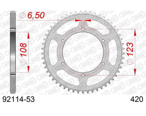 AFAM 2026/04 ZĘBATKA TYLNA 4412 53 APRILIA RS 50 '06-'14, DERBI GPR 50 '04-'13, SENDA SM 50 '07-'12 (JTR1133.53) (ŁAŃC. 420)