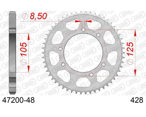 AFAM 2026/04 ZĘBATKA TYLNA 4413 48 YAMAHA XT 125X/SM '05-'09 (JTR1134.48) (ŁAŃC. 428)