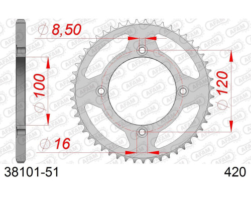 AFAM 2026/04 ZĘBATKA TYLNA 4453 51 BETA 50 RR ENDURO / ENDURO RACING / ENDURO SPORT '18-'19 (JTR1141.51) (ŁAŃC. 420)