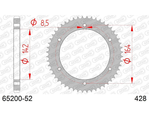 AFAM 2026/04 ZĘBATKA TYLNA 4525 52 HYOSUNG GT 125 '03-'15 (JTR1067.52) (ŁAŃC. 428)