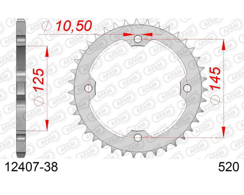 AFAM 2026/04 ZĘBATKA TYLNA 4588 38 YAMAHA YFZ 450R '09-'19, YFM 250/350/450/700 RAPTOR (JTR1857.38) (ŁAŃC. 520)