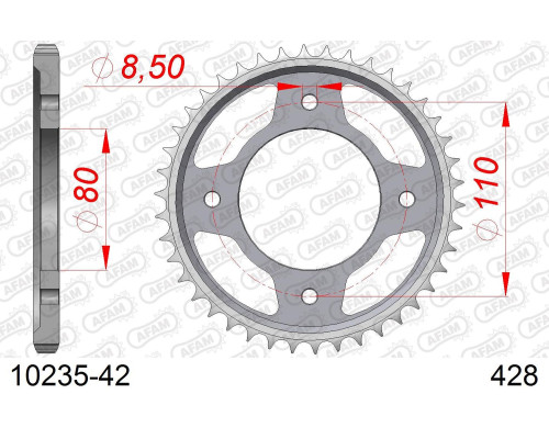 AFAM 2026/04 ZĘBATKA TYLNA 4597 42 HONDA CBF 125 '09-'14 (JTR1219.42) (ŁAŃC. 428)