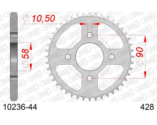 AFAM 2026/04 ZĘBATKA TYLNA 4669 44 HONDA CBR 125 11-17 (JTR1221.44) (ŁAŃC. 428) OTWÓR NA ŚRUBĘ 10,5