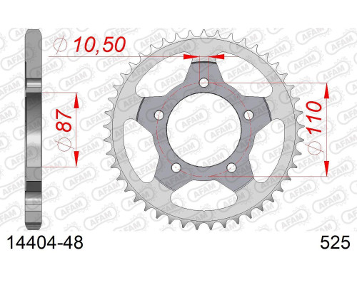 AFAM 2026/04 ZĘBATKA TYLNA 828 48 SUZUKI GSF 650 BANDIT 07-15, GSX 650 F 08-15 (JTR807.48) (ŁAŃC. 525)