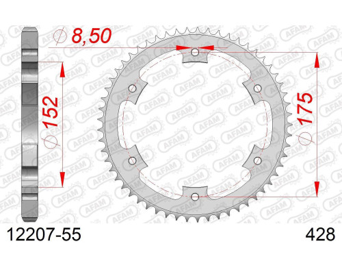 AFAM 2026/04 ZĘBATKA TYLNA 844 55 YAMAHA DT 125R/RE 99-06 (JTR839.55) (ŁAŃC. 428)