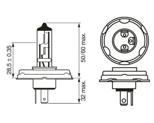 Лампочка BOSCH R2 45/40W 12V P45T - 1 шт.