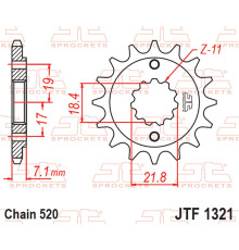 JT ПЕРЕДНЯ ЗІРКА 2067 14 HONDA CRF 250 '13-'21, CRF 300 '21-'25, CBF 250 R '11-'19, CB 300 F/R '15-'25, CBR 300 R '14-'22, CMX 300 REBEL '17-'25, CF MOTO NK 250 '17-'25, SR 250 '21-'25, NK 30