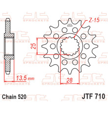 JT ПЕРЕДНЯ ЗІРКА 2344 16 APRILIA TUAREG 660 '21-'24, CAGIVA SXT / ELEPHANT 125 '83-'88 (234416JT) (ЛАНЦЮГ 520)