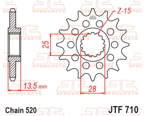JT ПЕРЕДНЯ ЗІРКА 2344 17 APRILIA TUAREG 660 '21-'24, TUONO 660 '21-'26, RS 660 '21-'24 (234417JT) (ЛАНЦЮГ 520)