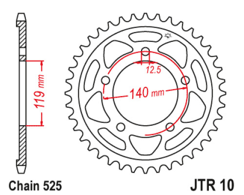 JT ЗАДНЯ ЗІРКА 4671 46 BMW M 1000 RR '21-'26, S 1000 RR '24-'26 (467146JT) (ЛАНЦЮГ 525) - ЗАМОВЛЕННЯ