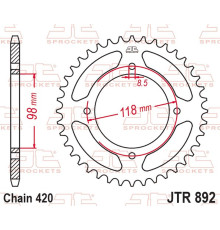 JT 2026/01 ЗАДНЯ ЗІРКА 4794 48 KTM SX 65 '25-'26 (OEM: A40510051048C1) (479448JT) (ЛАНЦЮГ 420)