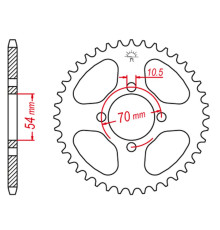 JT ЗАДНЯ ЗІРКА 4304 42 HONDA CBR 125 '04-'10 (430442JTZBK) (ЛАНЦЮГ 428) (JC34/39) ЧОРНА - ЗНЯТО З ВИРОБНИЦТВА
