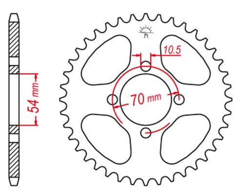 JT ЗАДНЯ ЗІРКА 4304 42 HONDA CBR 125 '04-'10 (430442JTZBK) (ЛАНЦЮГ 428) (JC34/39) ЧОРНА - ЗНЯТО З ВИРОБНИЦТВА
