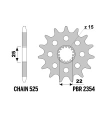 ПЕРЕДНЯ ЗІРКА PBR 13/07 2354 15 (ЛАНЦЮГ 525) (ВИРОБЛЕНО В ІТАЛІЇ)