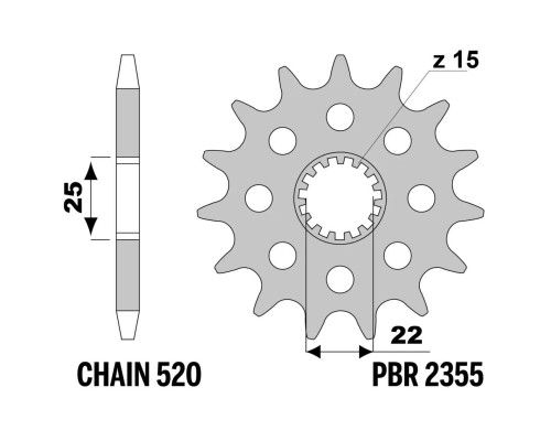 ПЕРЕДНЯ ЗІРКА PBR 13/07 2355 14 (ЛАНЦЮГ 520) (ВИРОБЛЕНО В ІТАЛІЇ)