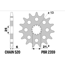 ПЕРЕДНЯ ЗІРКА PBR 13/07 2359 14 (ЛАНЦЮГ 520) (ВИРОБЛЕНО В ІТАЛІЇ)