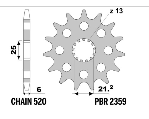 ПЕРЕДНЯ ЗІРКА PBR 13/07 2359 15 (ЛАНЦЮГ 520) (ВИРОБЛЕНО В ІТАЛІЇ)