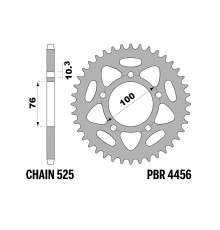 ЗАДНЯ ЗІРКА PBR 13/07 4456 42 (ЛАНЦЮГ 525) (ЗРОБЛЕНО В ІТАЛІЇ)